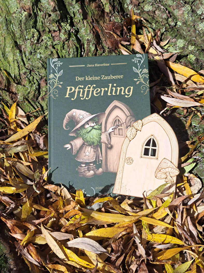 Angebot: Der kleine Zauberer Pfifferling plus Zaubertür aus Holz